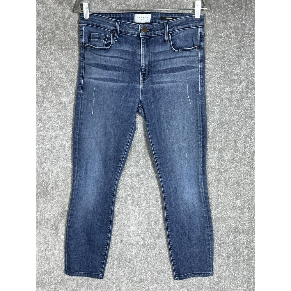 Parker Smith Skinny Jeans Womens Size 10 Blue‎ Denim Distressed Stretch Pockets